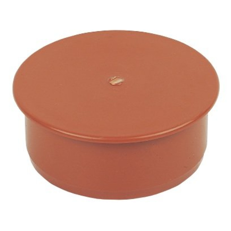 110mm Underground Pipe Socket Plug - D296 (Terracotta/Brown)
