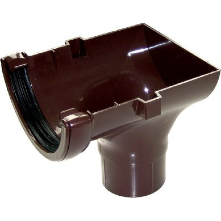 112mm Half Round Stop-End Outlet - Brown 