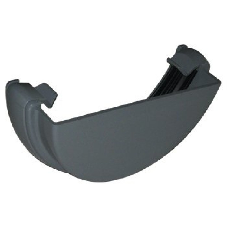 112mm Grey Half Round Gutter External Stop End 112mm Grey Half Round Gutter External Stop End