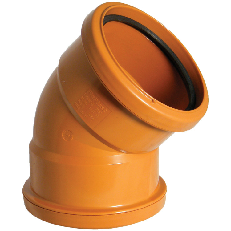 160mm Underground Pipe 45° Double Socketed Bend - 6D563 160mm Underground Pipe 45° Double Socketed Bend - 6D563
