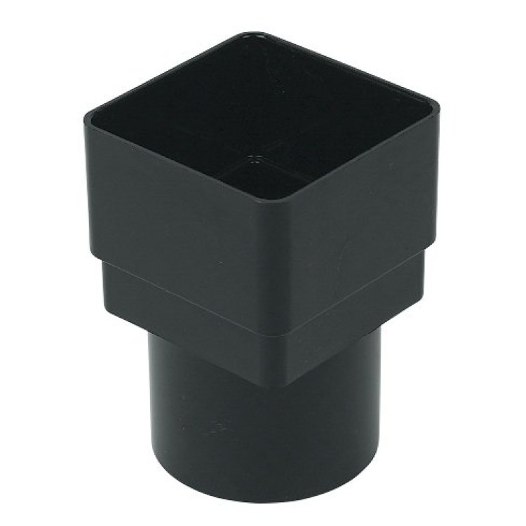 Square to 68mm Round Downpipe Converter - Black 