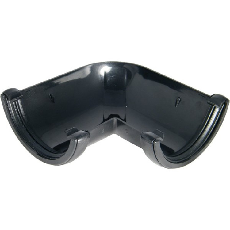 Floplast Cast Iron Effect 112mm Half Round Black 90º Gutter Angle (Internal/External)