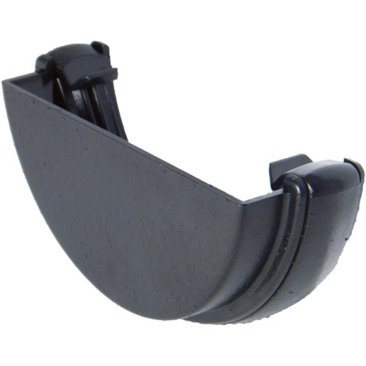 Floplast Cast Iron Effect 112mm Half Round Black Gutter External Stop End
