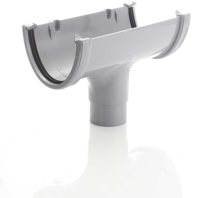 Light Grey 115mm Deep Flow Gutter Running Outlet