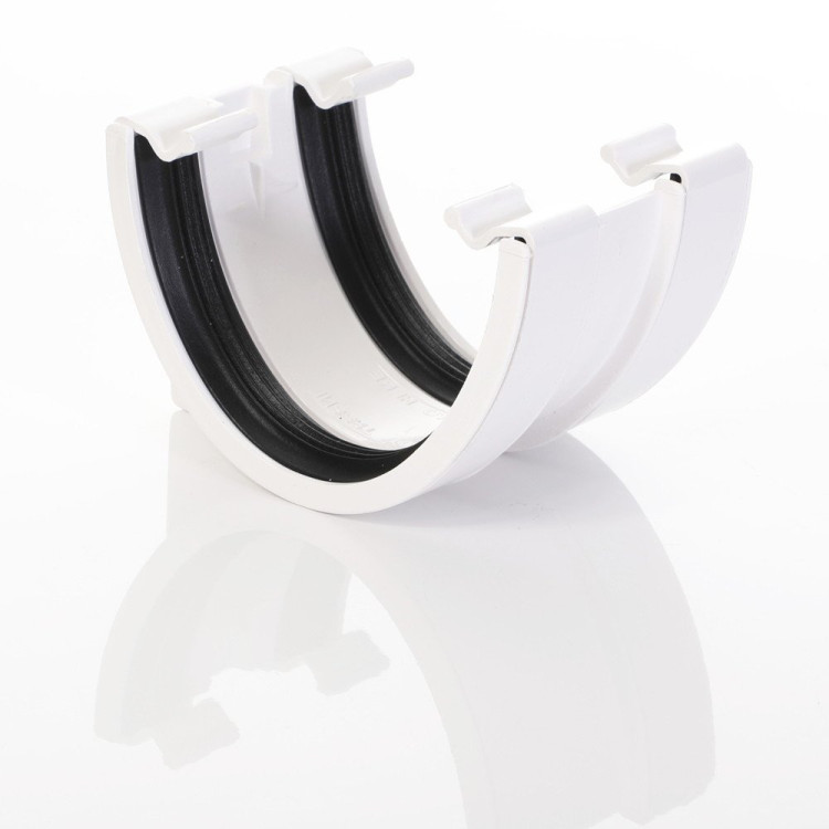 White Deep Flow Gutter Union Joint