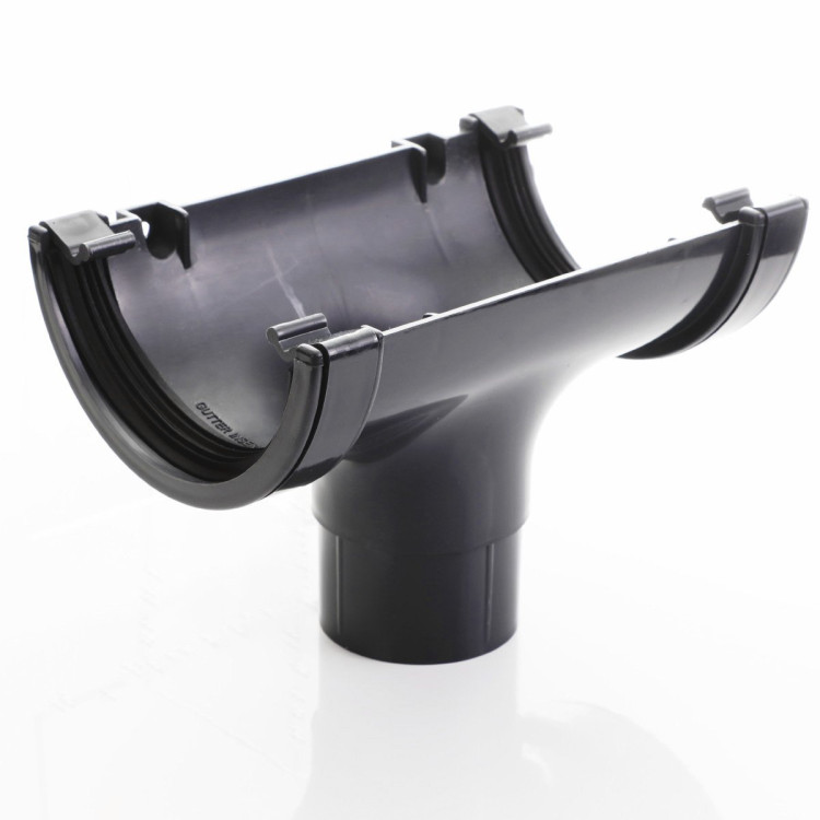 Anthracite  In-Line Running Outlet for 112mm Half Round Guttering 