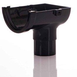 Black Floplast Mini Gutter Stopend Outlet - 76mm Miniflo
