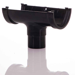 Black Floplast Mini Gutter Running Outlet - 76mm Miniflo
