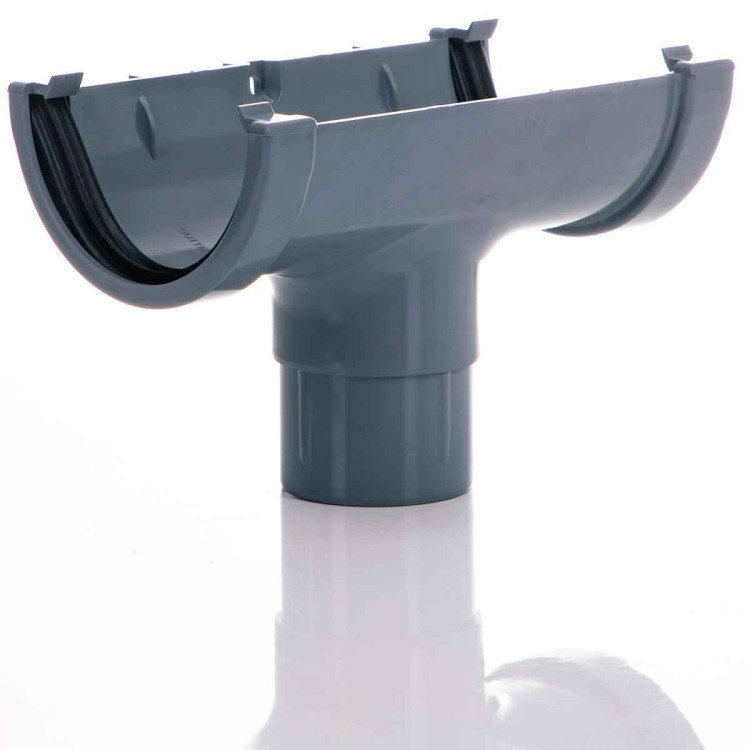 Running Outlet - 76mm Miniflo Gutter - Grey Running Outlet - 76mm Miniflo Gutter - Grey