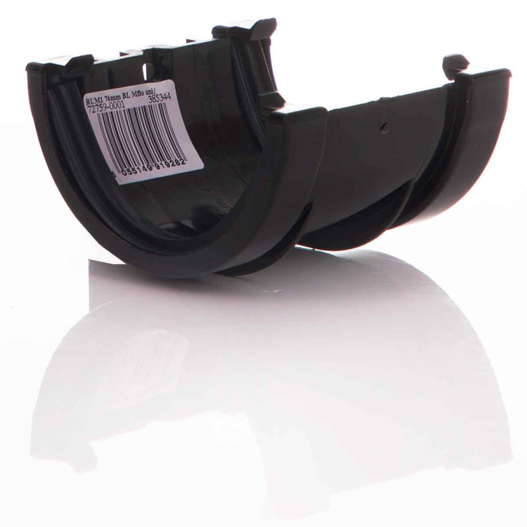 Black Floplast Mini Gutter Union Joint - 76mm Miniflo
