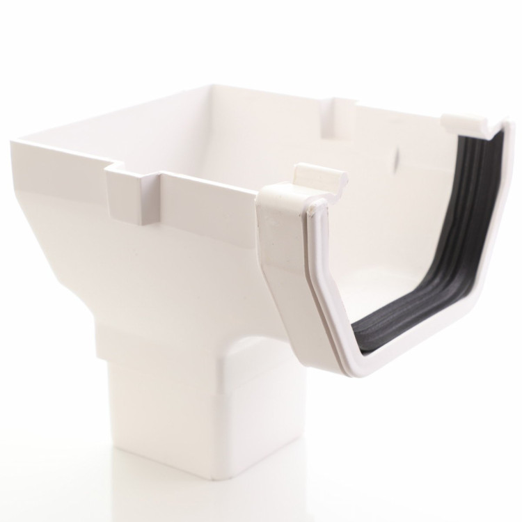 Square Gutter Stop End Outlet - White 